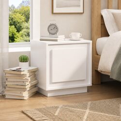 Modern White Bedside Cabinet with Storage Door 44x35x45cm