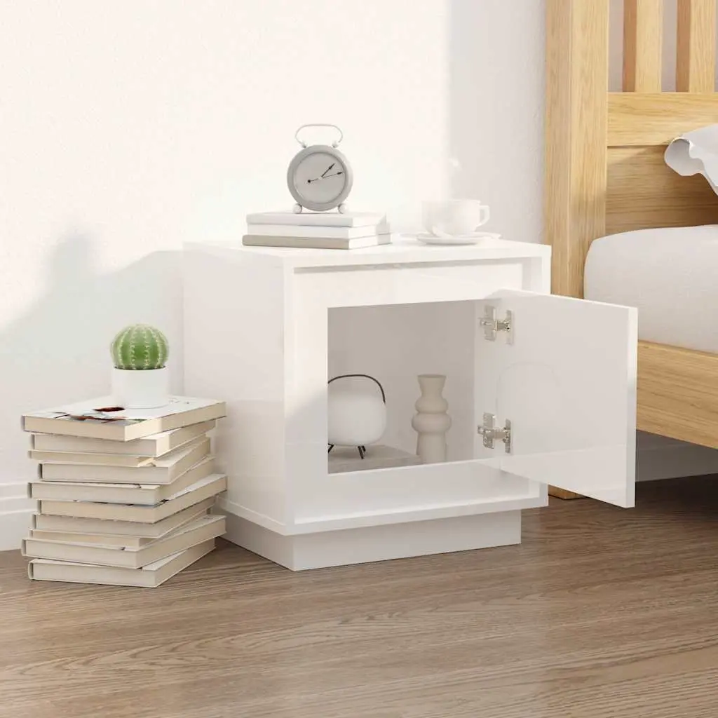 White Bedside Cabinet with Storage Door 44x35x45cm