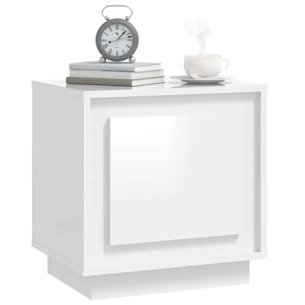 White Bedside Cabinet with Storage Door 44x35x45cm