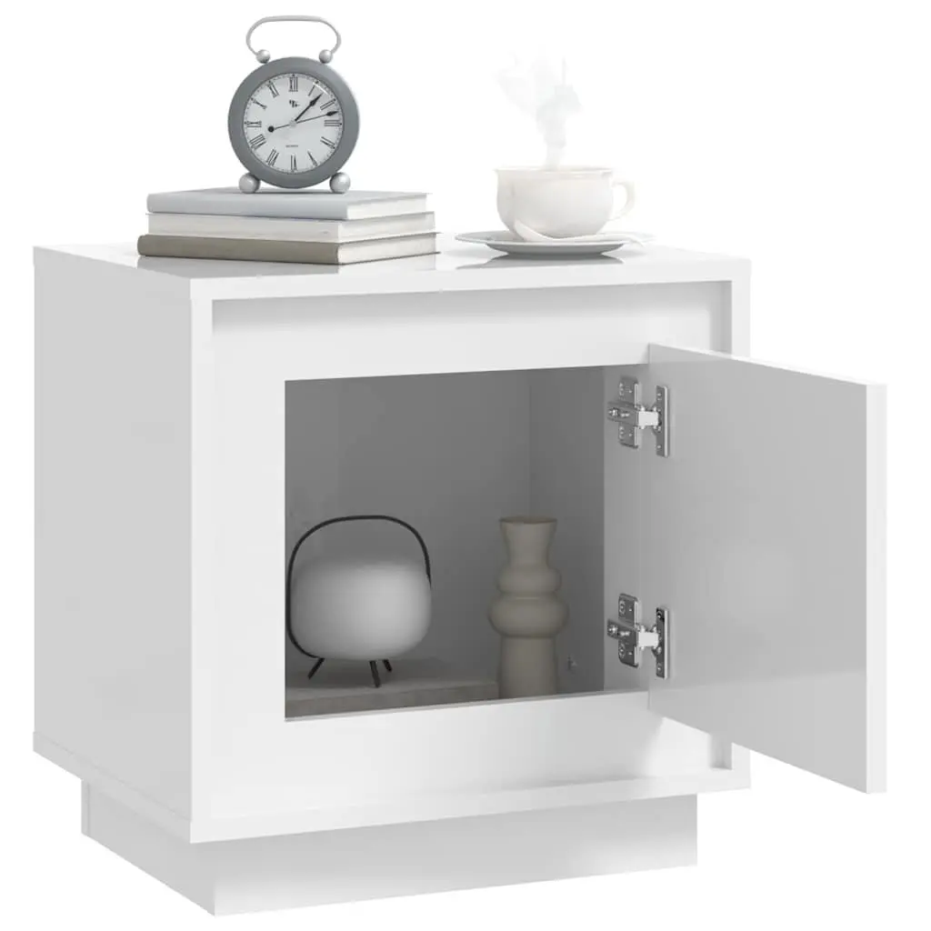 White Bedside Cabinet with Storage Door 44x35x45cm