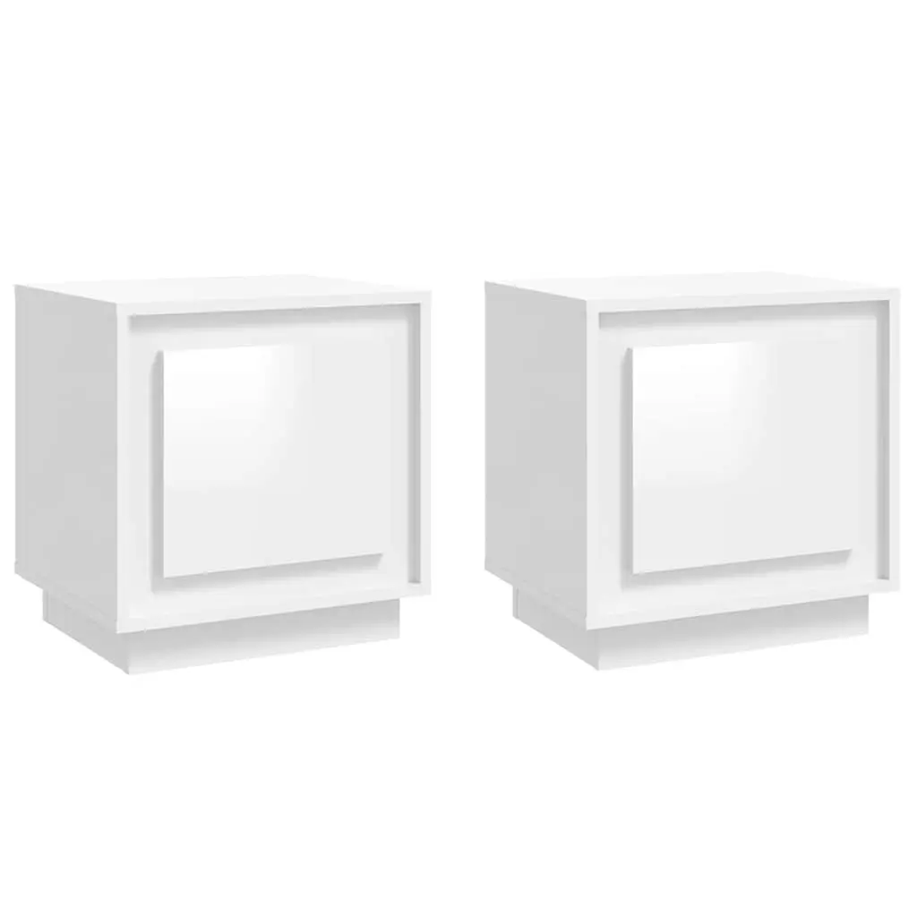 Bedside Cabinets Engineered Wood 44x35x45cm White Set of 2