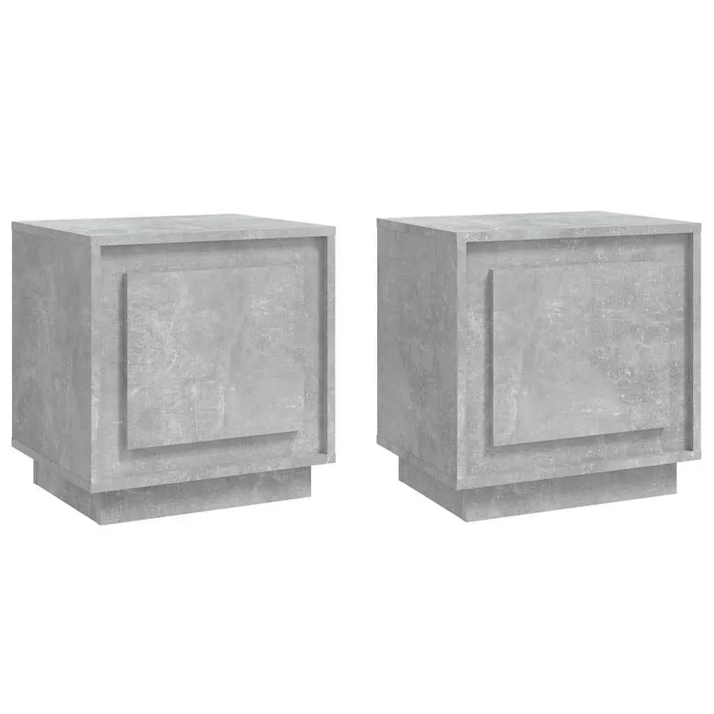 Grey Engineered Wood Bedside Cabinet Set of 2