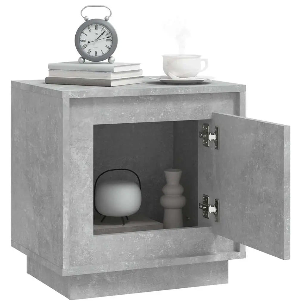 Grey Engineered Wood Bedside Cabinet Set of 2