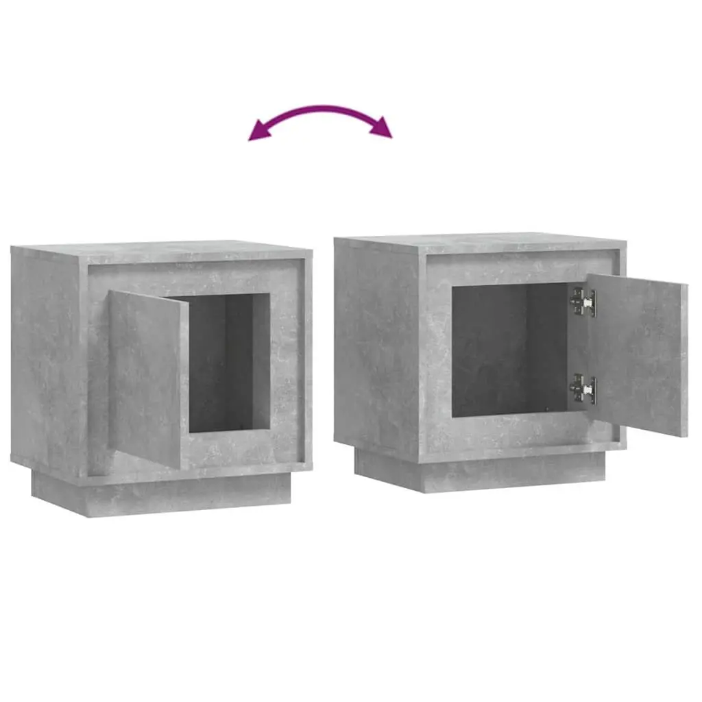Grey Engineered Wood Bedside Cabinet Set of 2