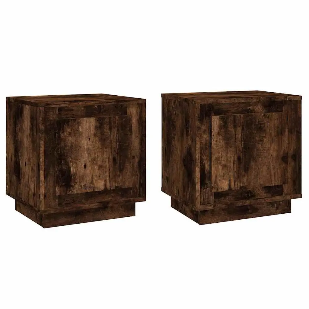 Brown Modern Nightstand Storage Table, 2-Piece Set