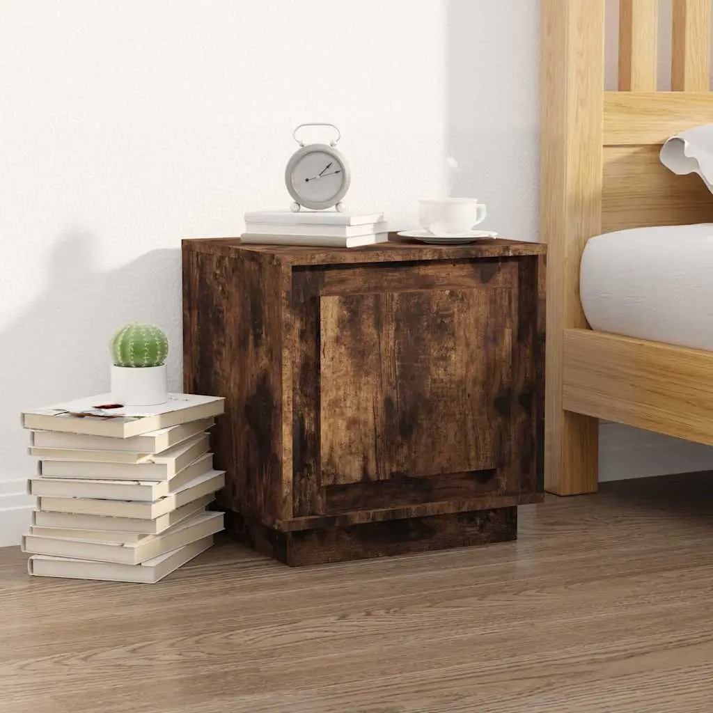Brown Modern Nightstand Storage Table, 2-Piece Set