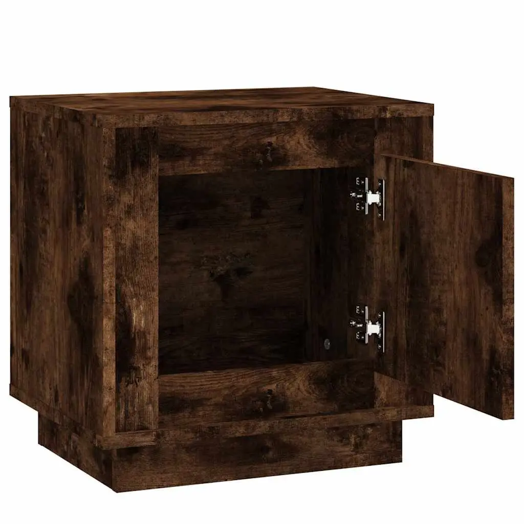 Brown Modern Nightstand Storage Table, 2-Piece Set