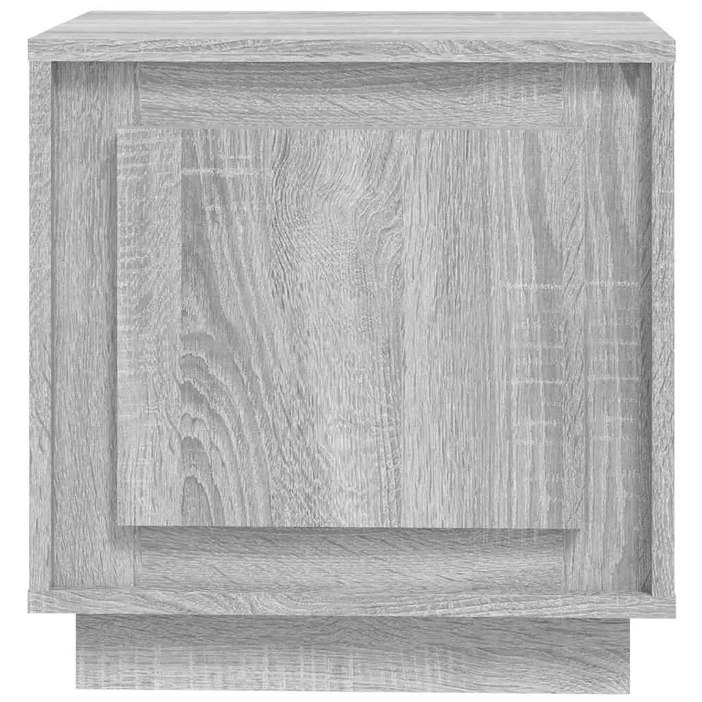 Bedside Cabinet 2 pcs Grey Engineered Wood Nightstand Storage Door Organizer
