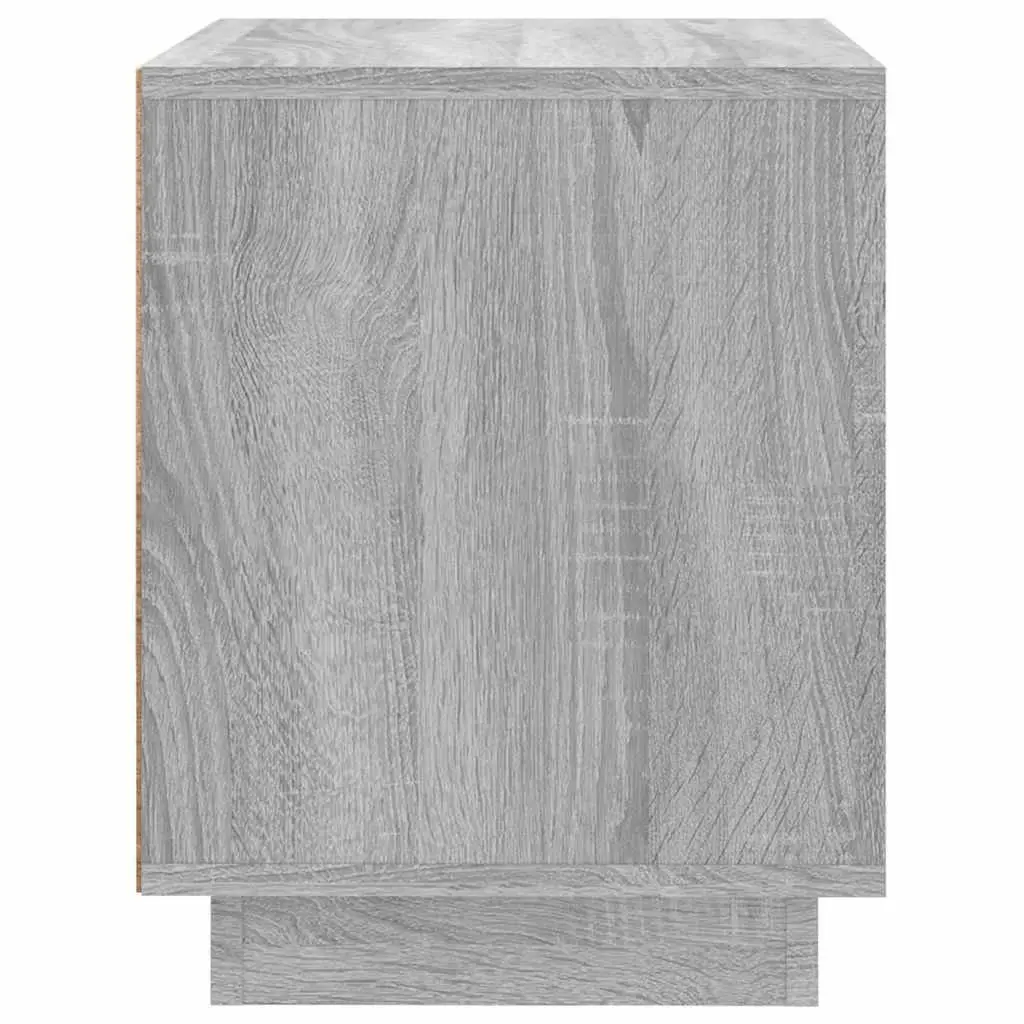 Bedside Cabinet 2 pcs Grey Engineered Wood Nightstand Storage Door Organizer