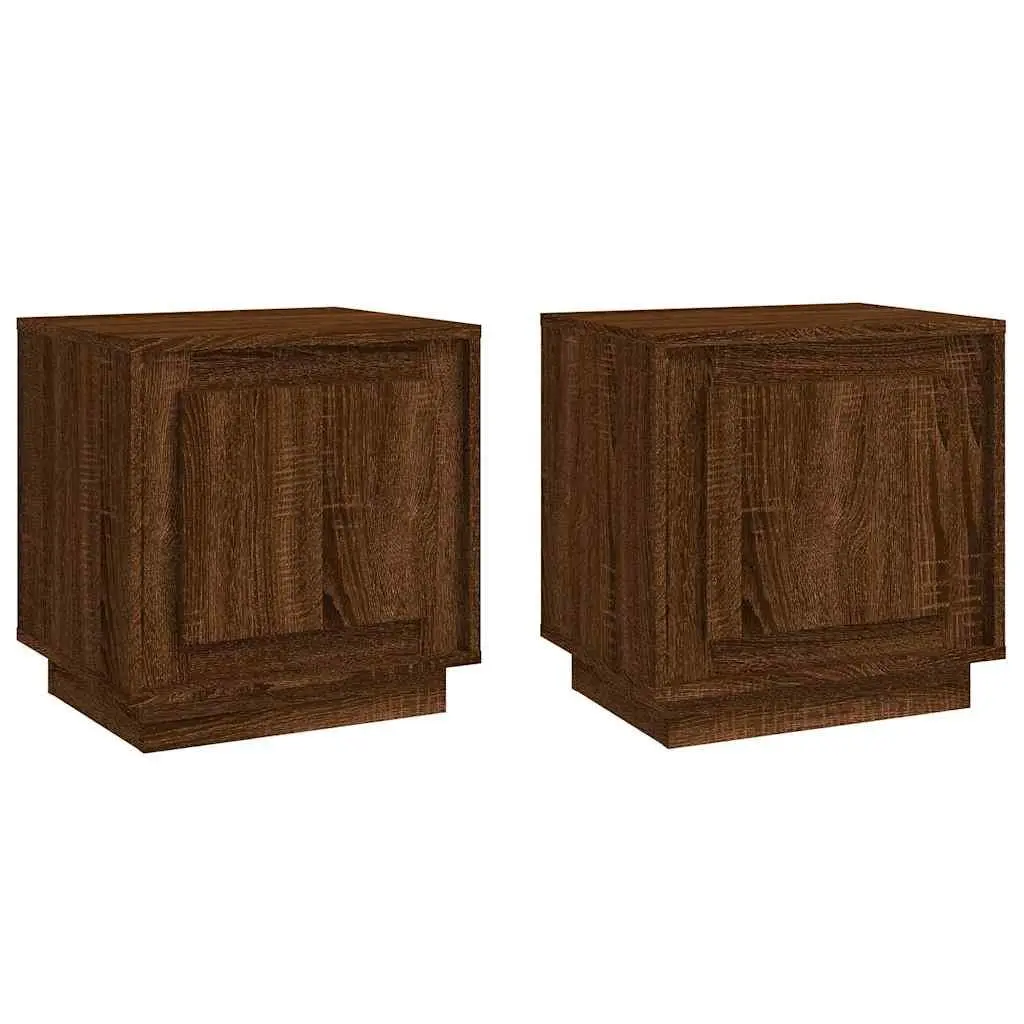Bedside Cabinets Engineered Wood 44x35x45 cm Brown Oak Set of 2