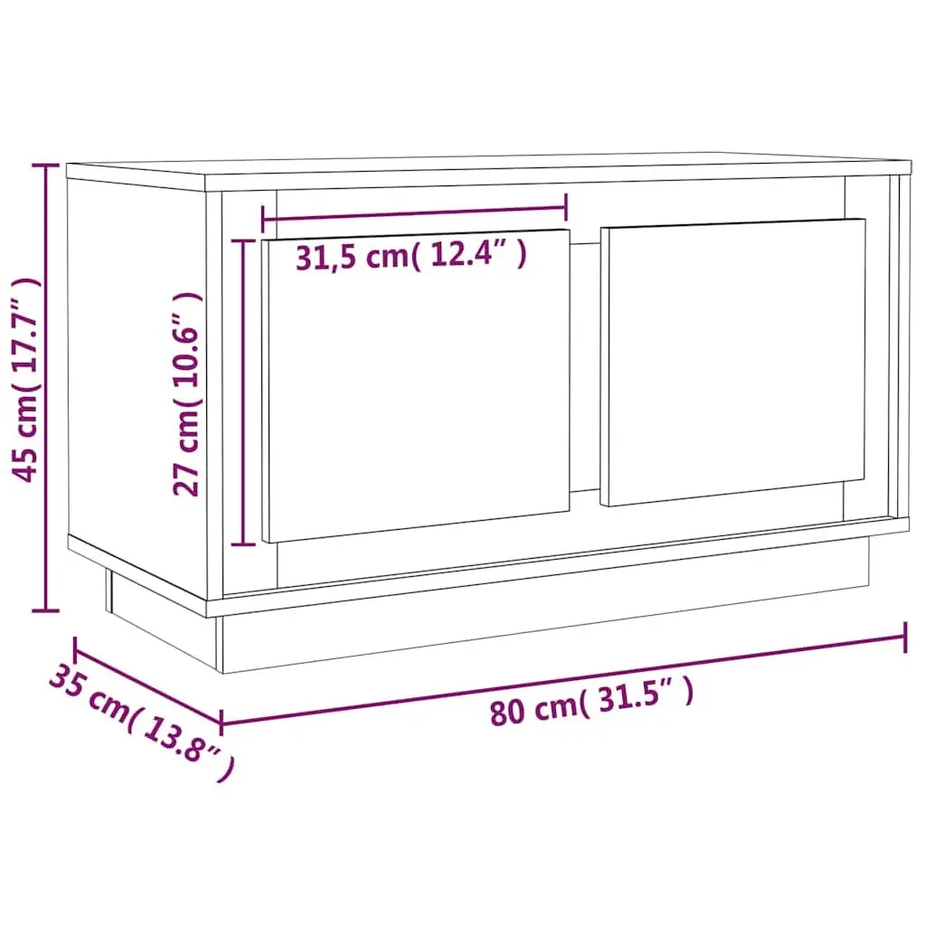 TV Cabinet Engineered Wood 80x35x45cm White