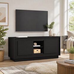 Stylish Black TV Cabinet 102x35x45 cm with Storage
