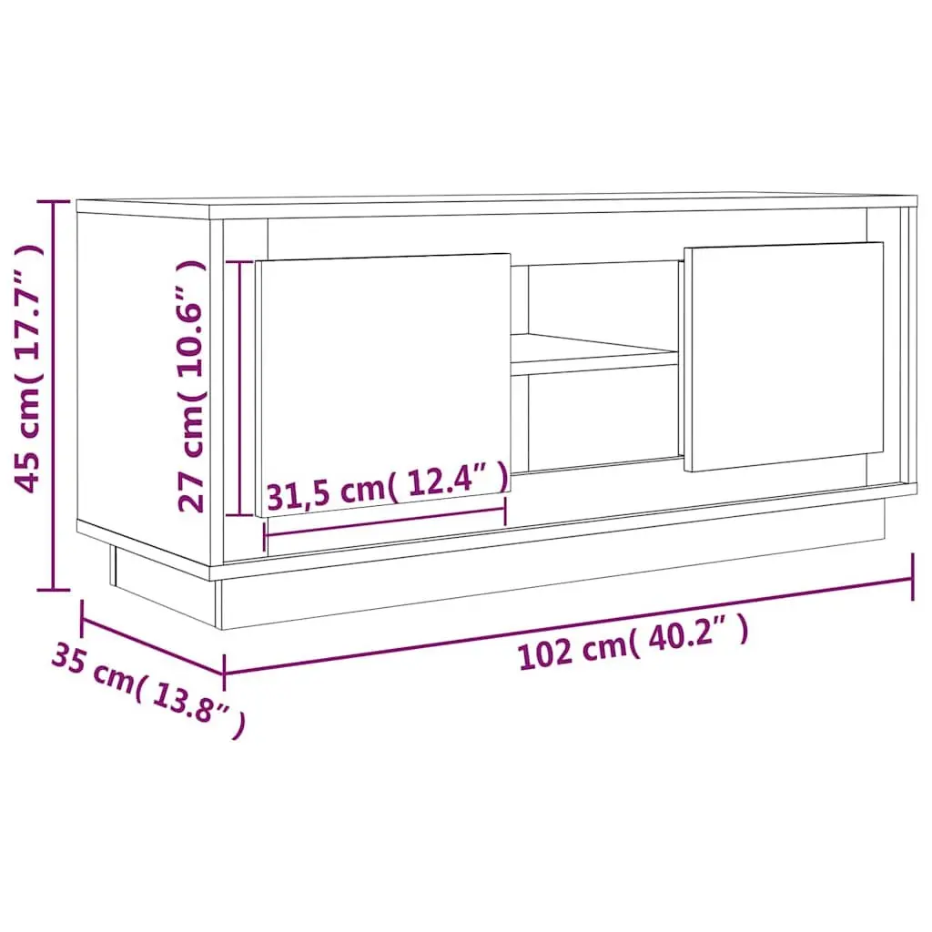 TV Cabinet Engineered Wood 102x35x45 cm Black