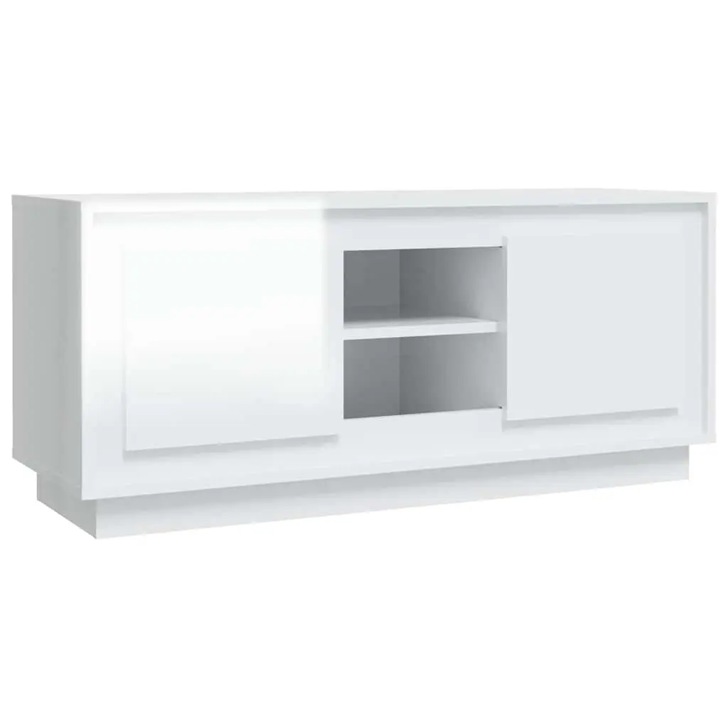 High Gloss White Modern TV Cabinet with Ample Storage