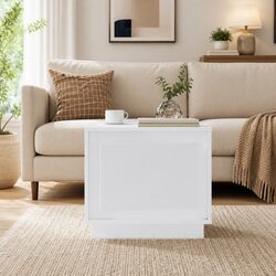 High Gloss White Coffee Table with Storage Cabinet