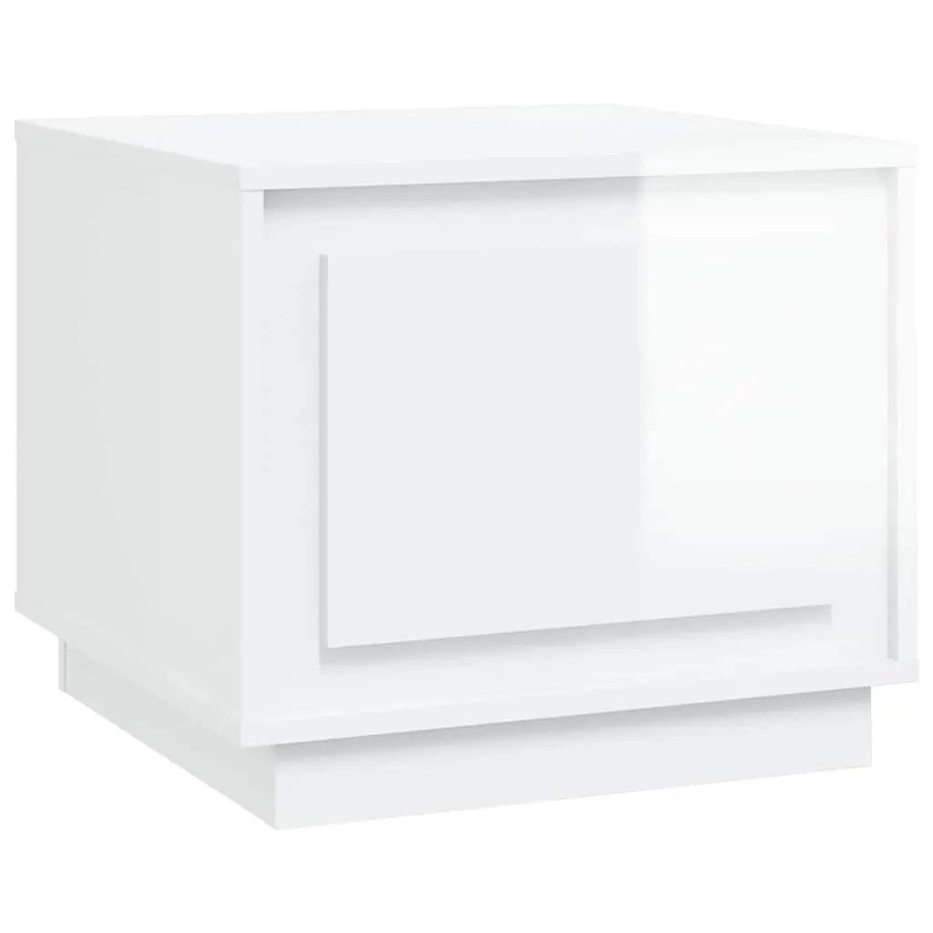 High Gloss White Coffee Table with Storage Cabinet