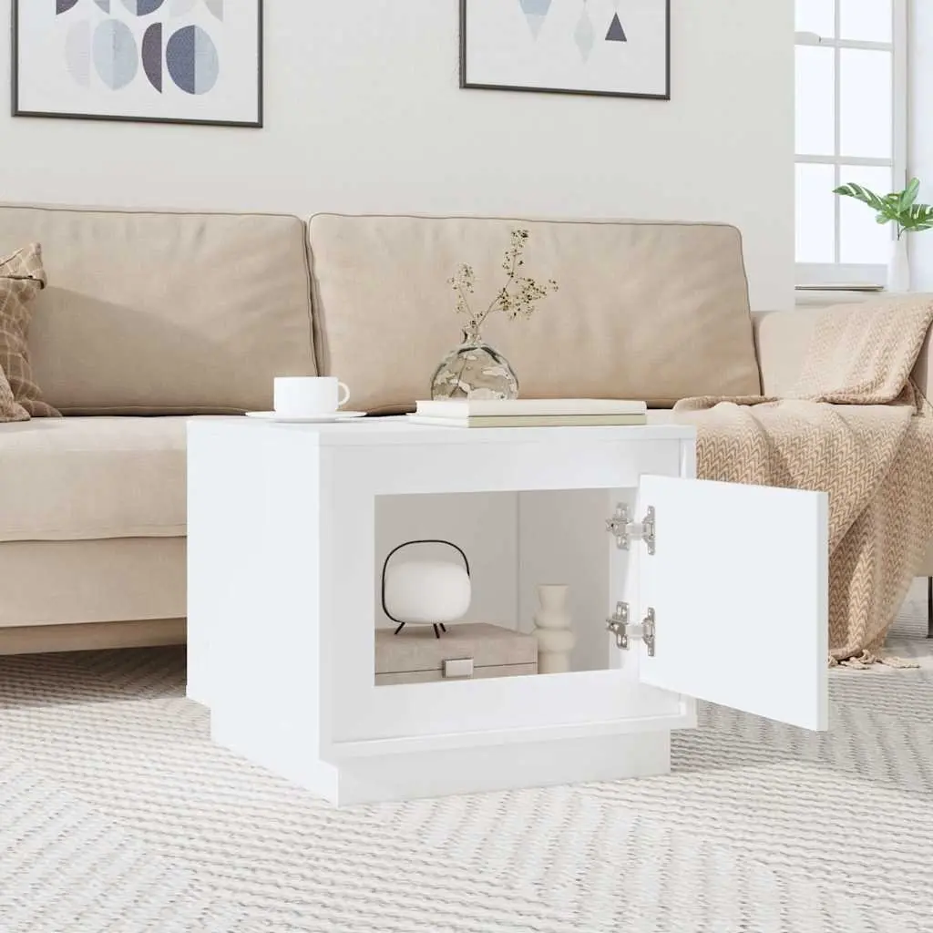 High Gloss White Coffee Table with Storage Cabinet