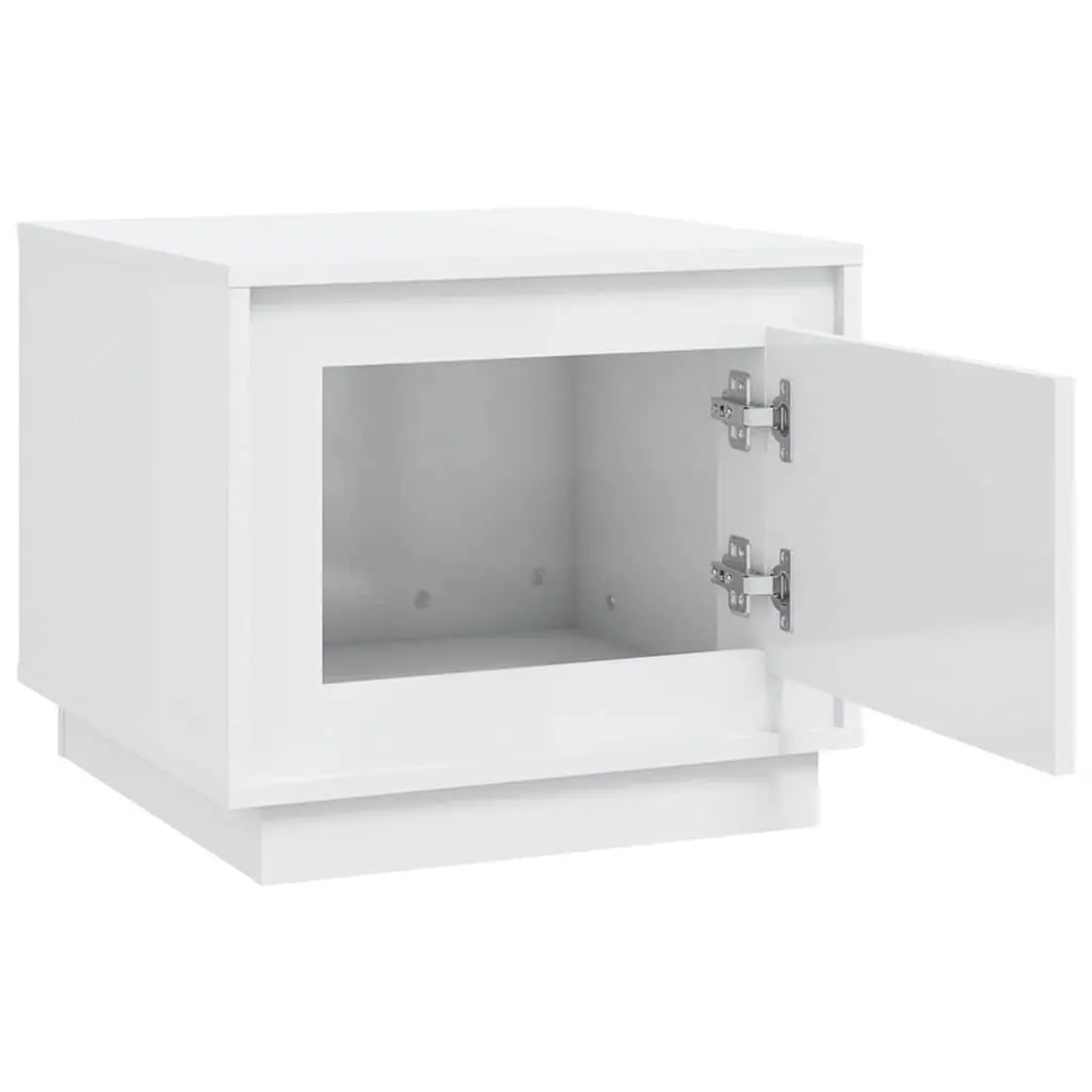 High Gloss White Coffee Table with Storage Cabinet
