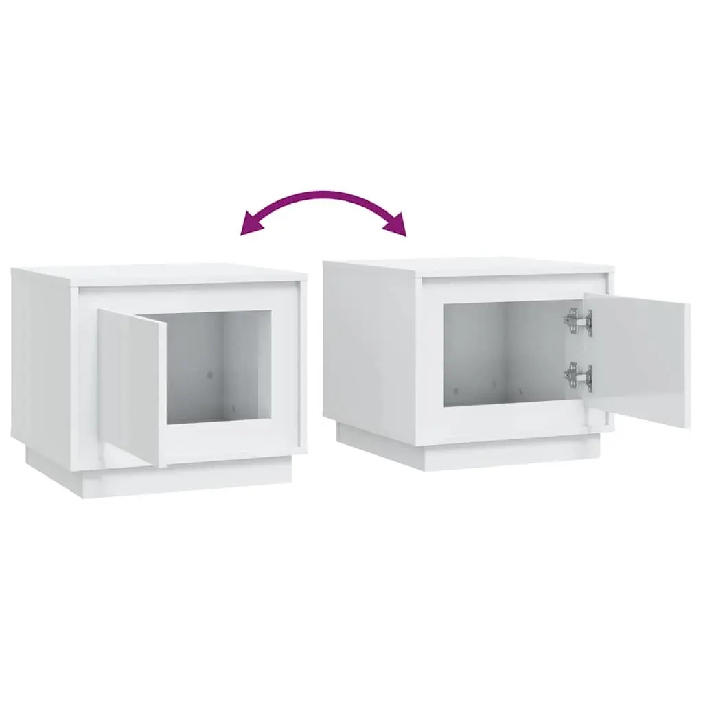 High Gloss White Coffee Table with Storage Cabinet