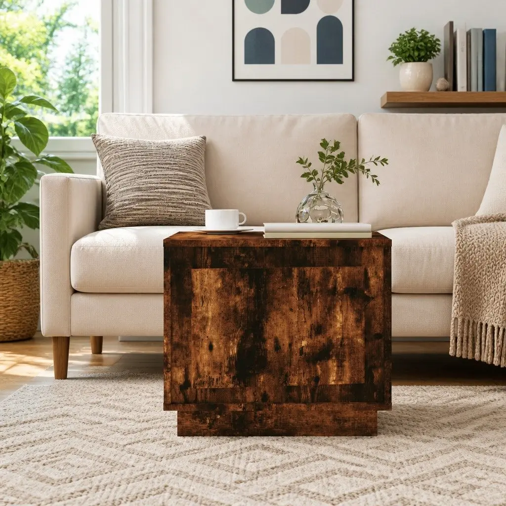 Engineered Wood Coffee Table with Storage in Smoked Oak