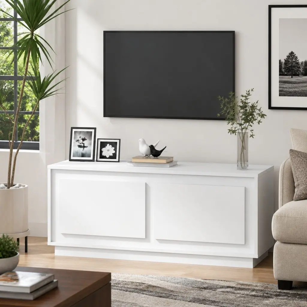 White Coffee Table with Storage Compartments 102x50x44 cm