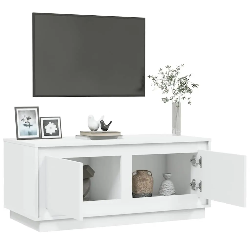 White Coffee Table with Storage Compartments 102x50x44 cm