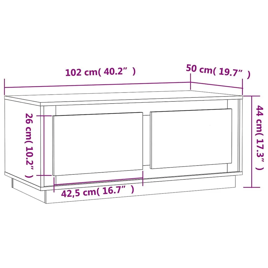 White Coffee Table with Storage Compartments 102x50x44 cm
