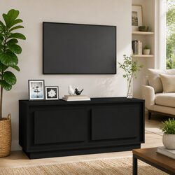 Stylish Black Coffee Table with Two Storage Compartments