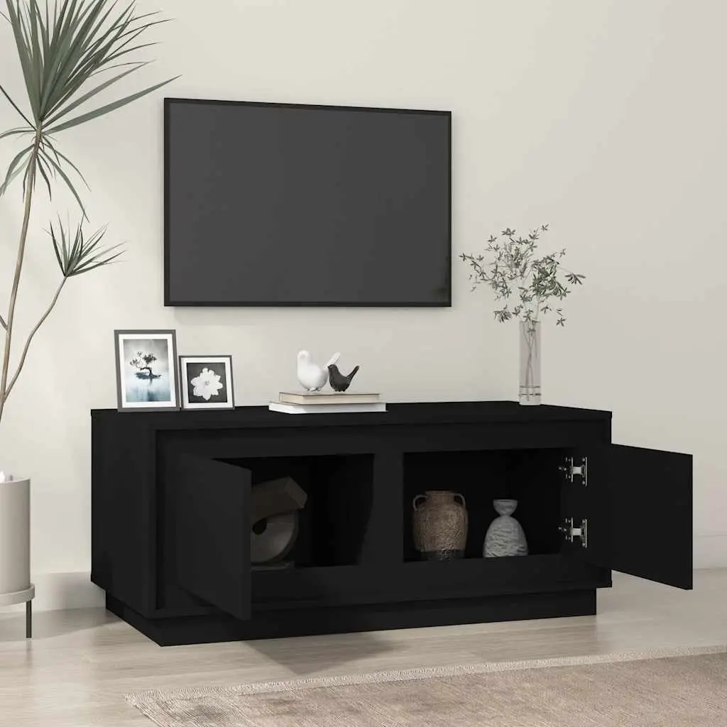 Black Coffee Table with Two Storage Compartments