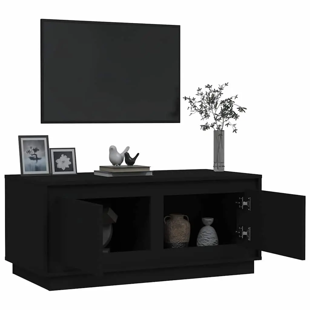 Black Coffee Table with Two Storage Compartments