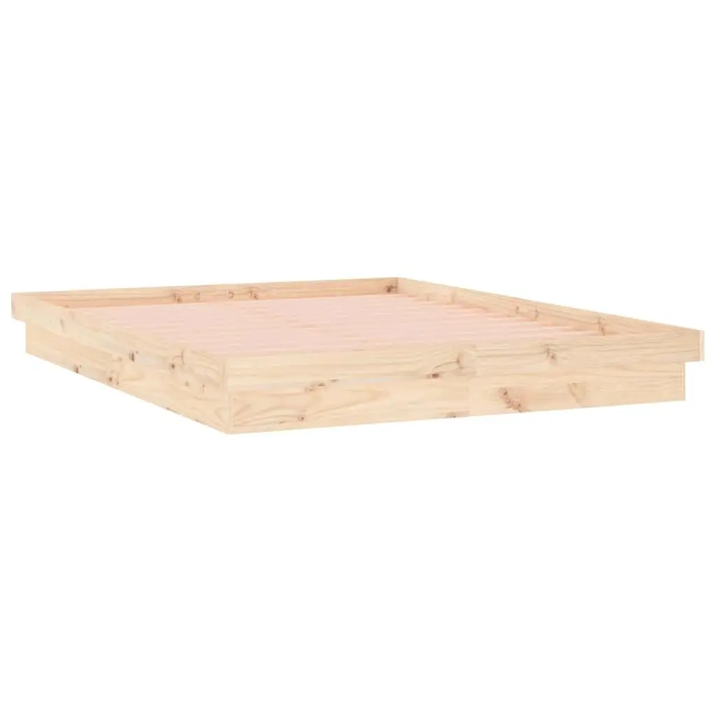 Brown Solid Wood LED Bed Frame 150x200 cm