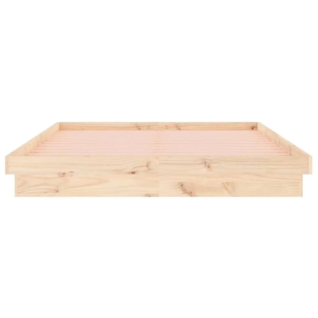 Brown Solid Wood LED Bed Frame 150x200 cm