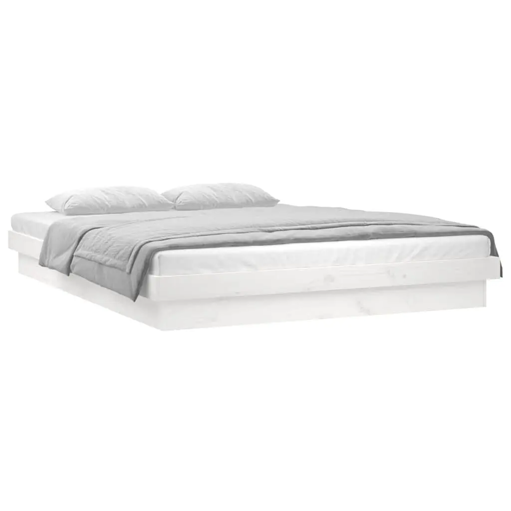 LED Bed Frame 150x200cm Solid Wood with Remote