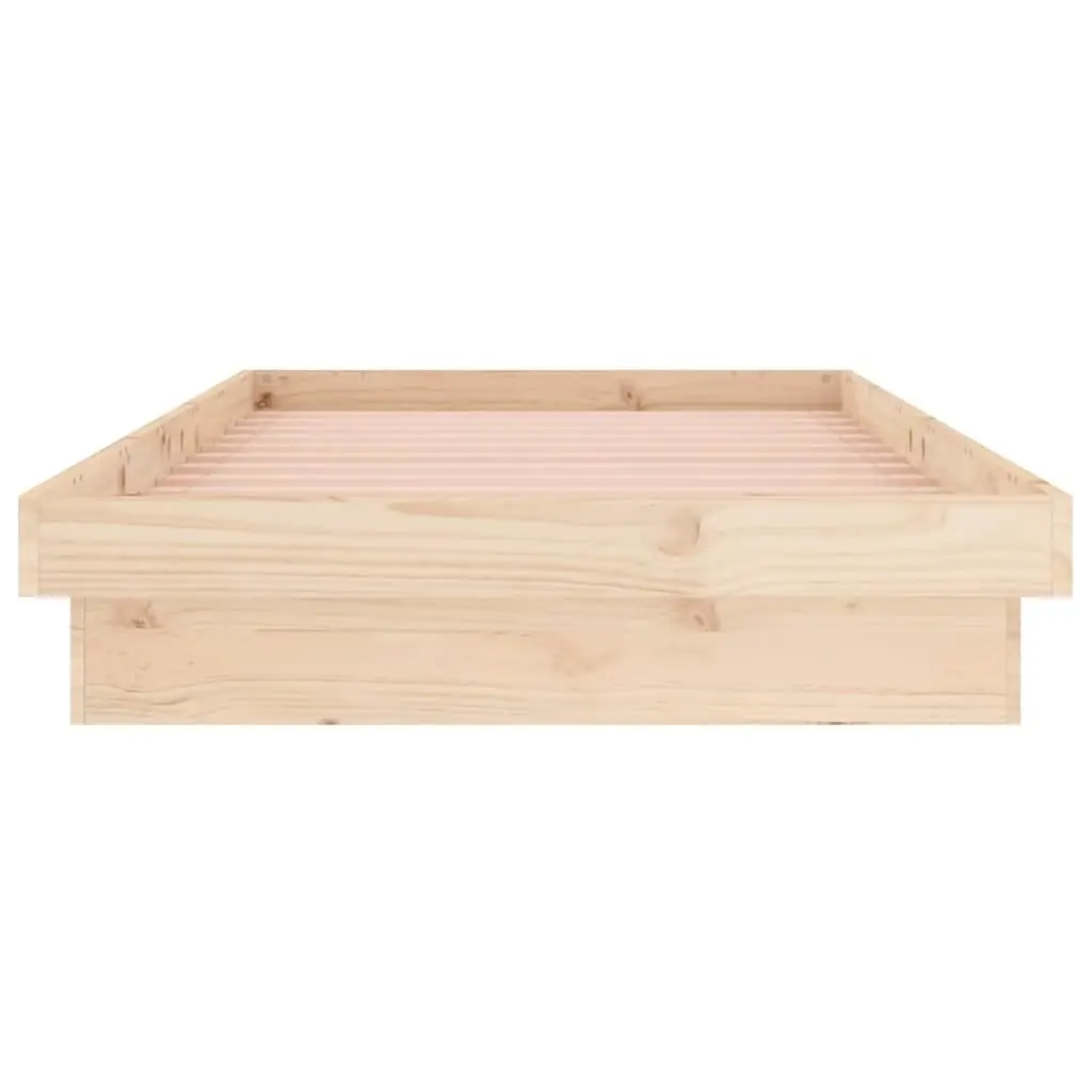 Solid Wood Bed Frame with LED Lights 90x190 cm Brown