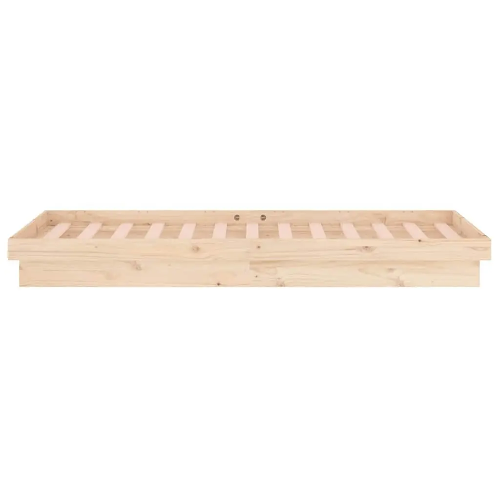 Solid Wood Bed Frame with LED Lights 90x190 cm Brown