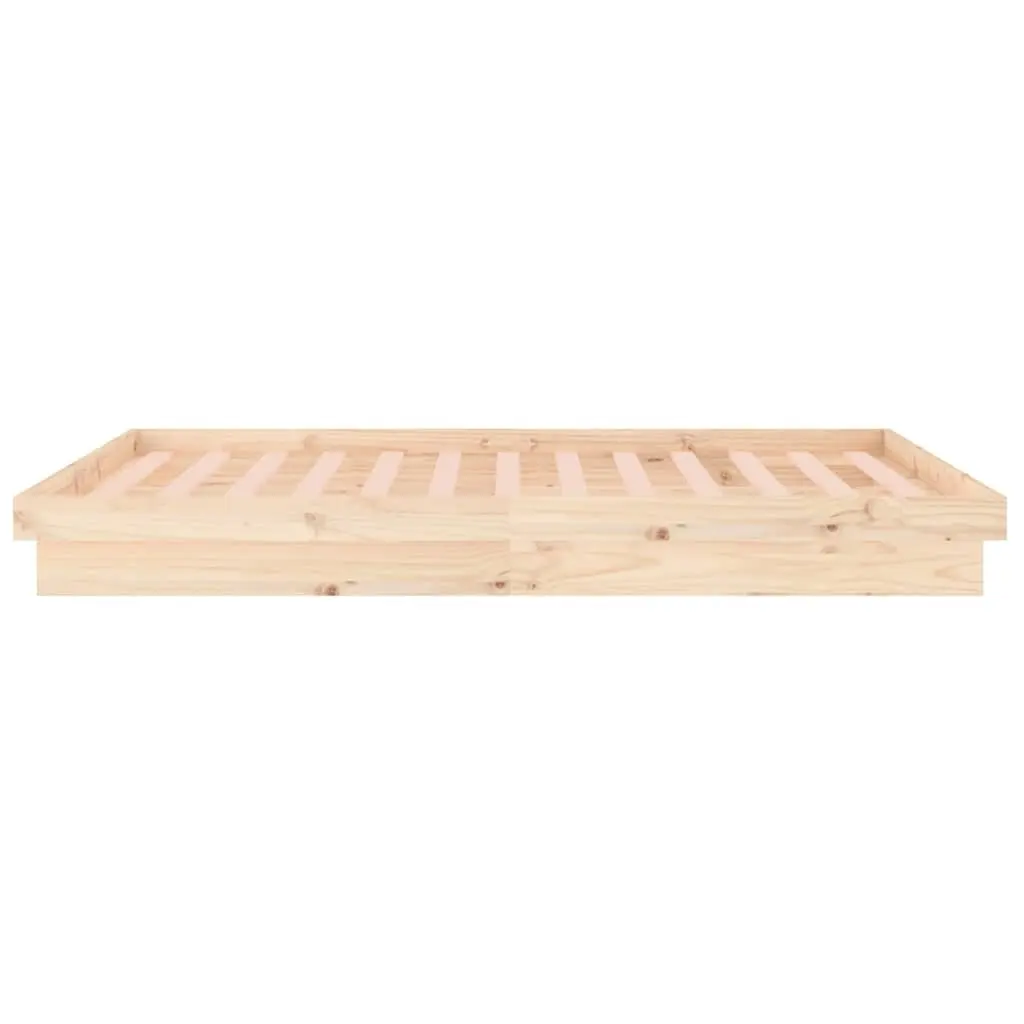 Solid Pine Wood Bed Frame with LED Lights 135x190 cm
