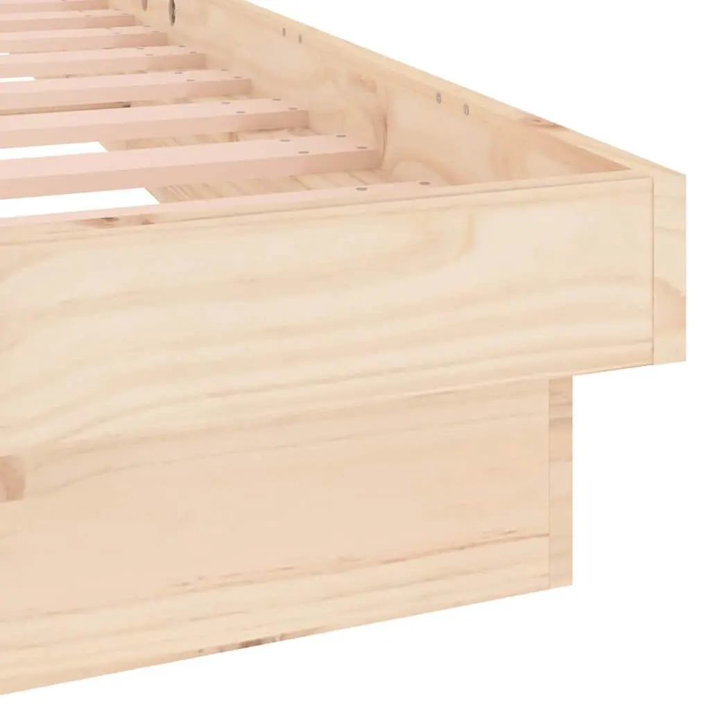 Solid Pine Wood Bed Frame with LED Lights 135x190 cm