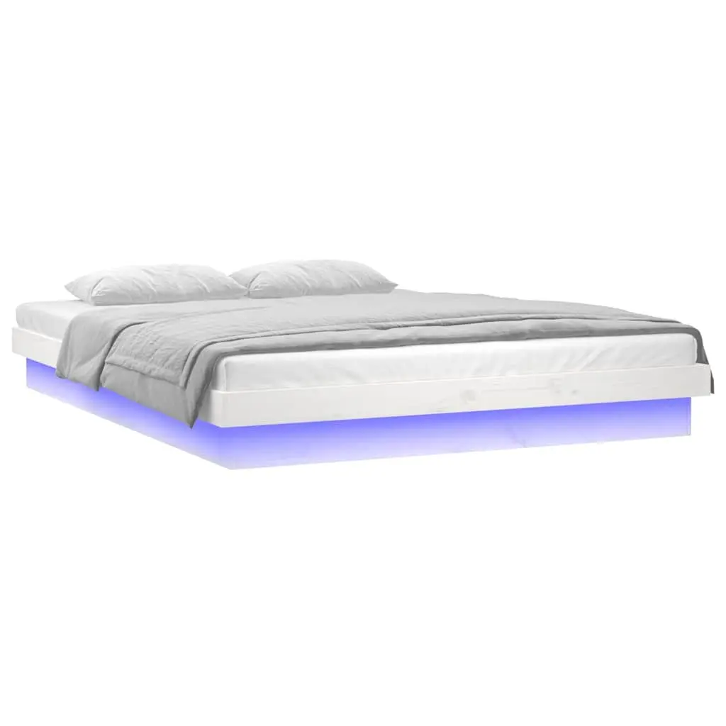 Solid Pine Bed Frame with LED Lights 135x190 cm