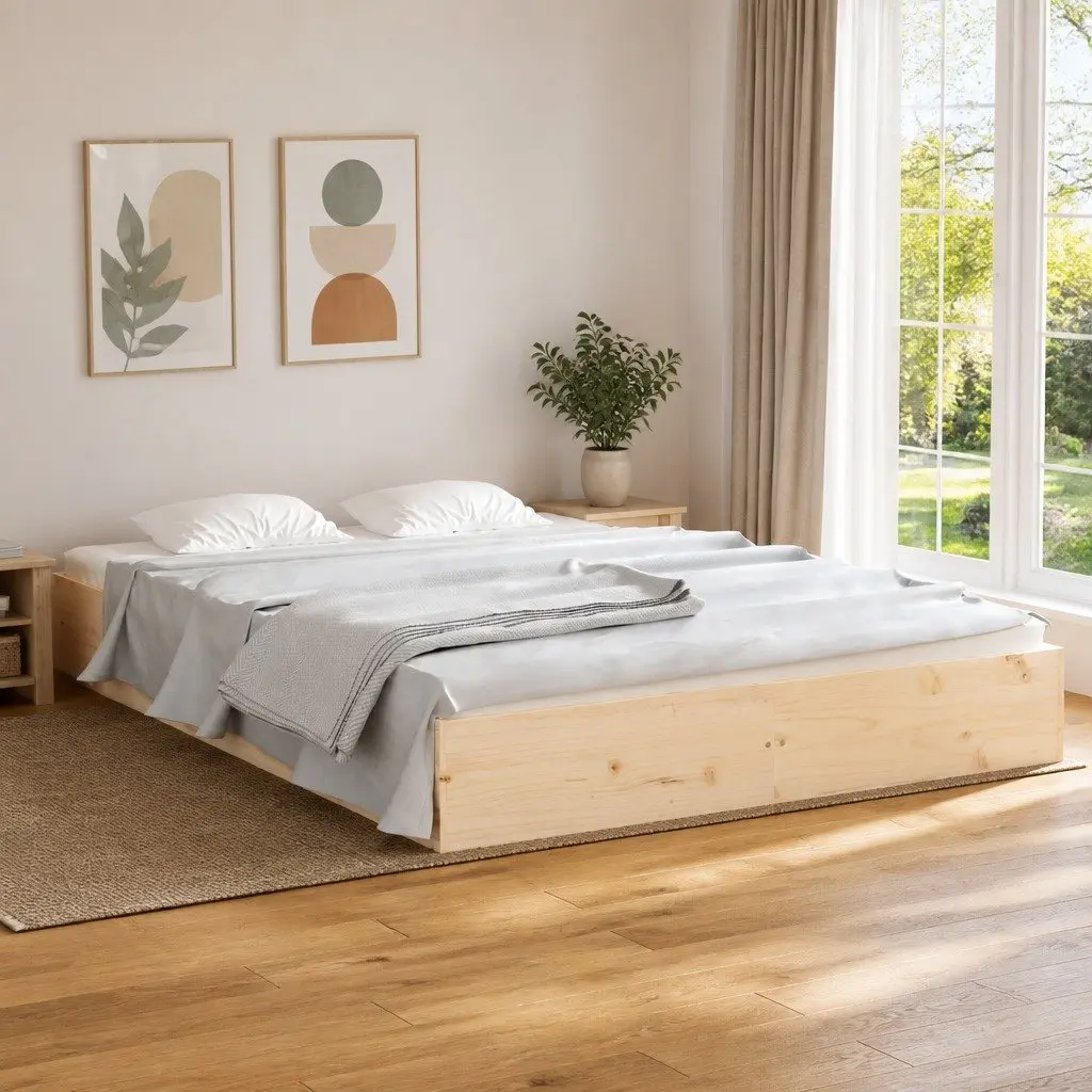 Solid Pine Wood Bed Frame 150x200cm Brown