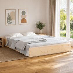 Durable Solid Pine Wood Bed Frame 150x200cm Brown