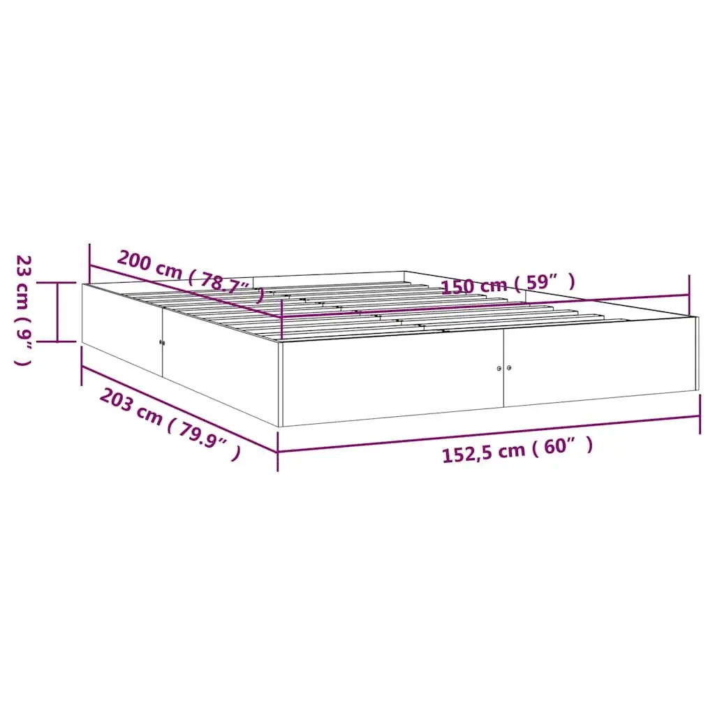 Solid Pine Wood Bed Frame 150x200cm Brown