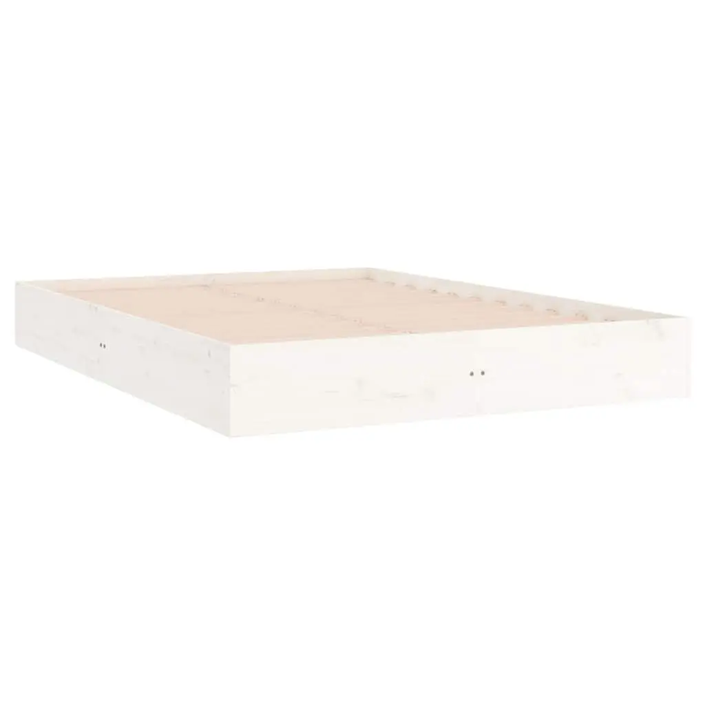 White Solid Wood Bed Frame 150x200 cm with Slatted Base