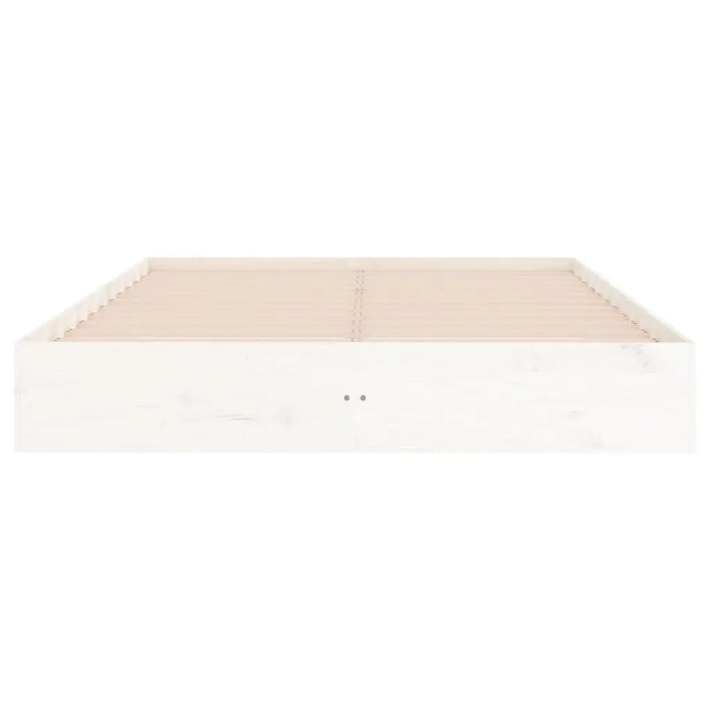 White Solid Wood Bed Frame 150x200 cm with Slatted Base