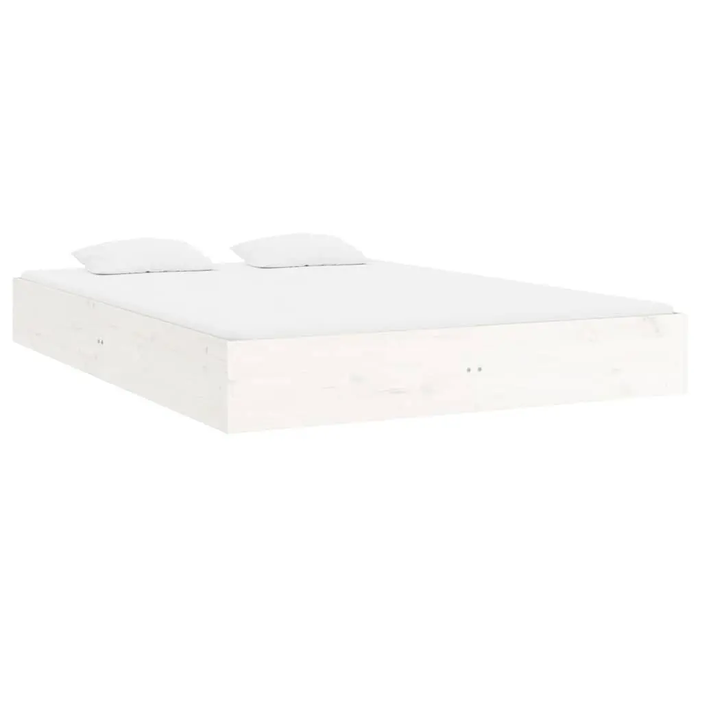 White Solid Wood Bed Frame 150x200 cm with Slatted Base