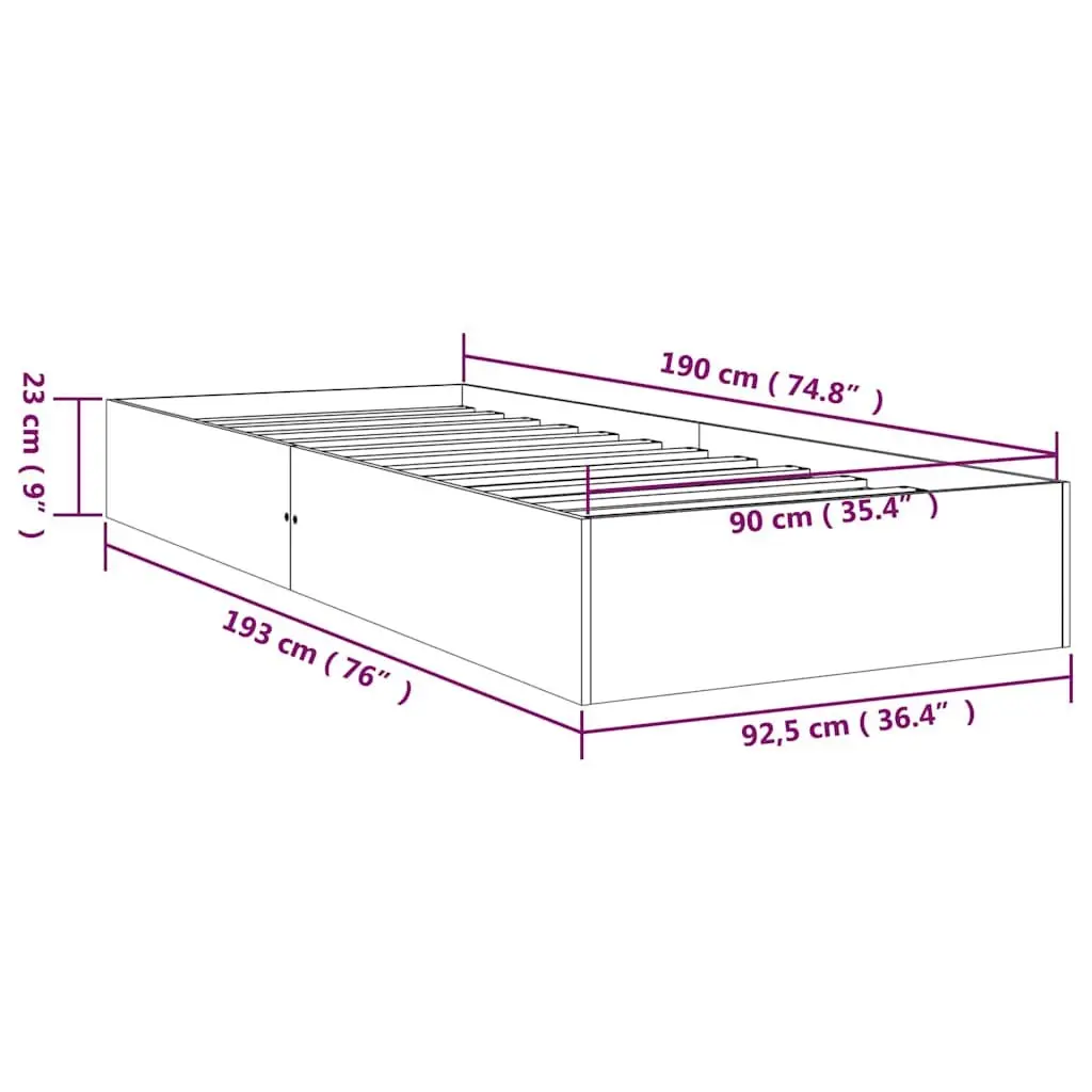 Solid Pine Bed Frame 90x190 cm in White