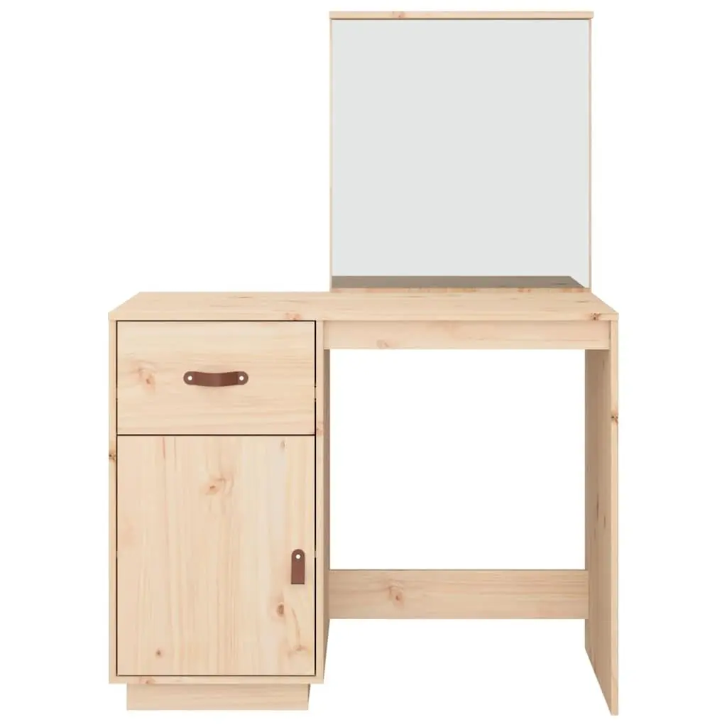 Solid Pine Wood Vanity Dressing Table with Mirror 95x50x134 cm