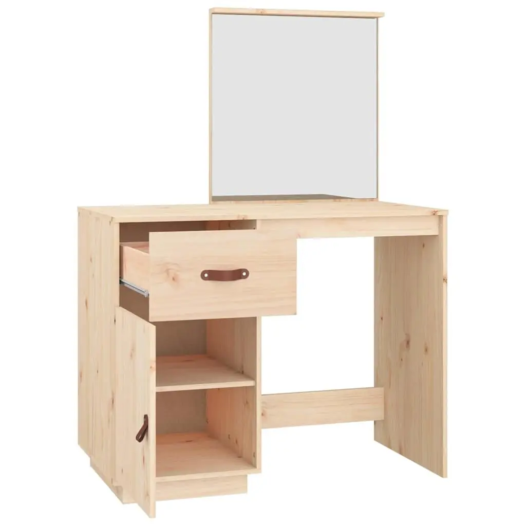 Solid Pine Wood Vanity Dressing Table with Mirror 95x50x134 cm