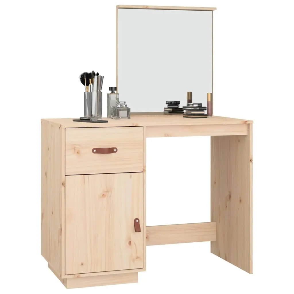 Solid Pine Wood Vanity Dressing Table with Mirror 95x50x134 cm
