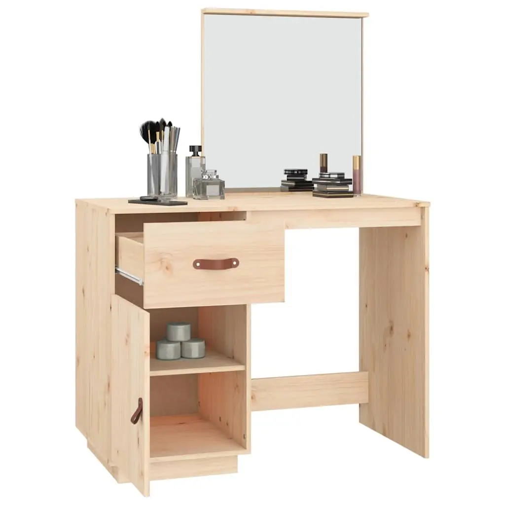 Solid Pine Wood Vanity Dressing Table with Mirror 95x50x134 cm
