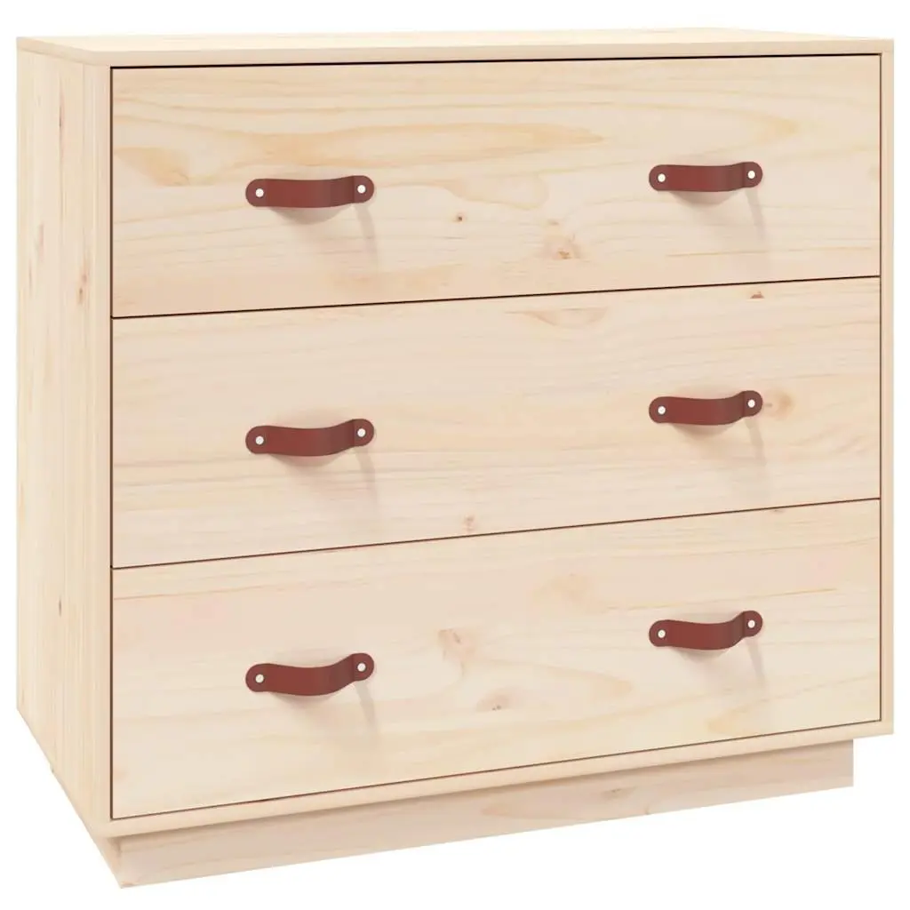 Brown Sideboard in Solid Pine Wood with 3 Drawers